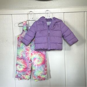 The Children's Girls 12-18mo Place Tie-Dye Snowsuit with Lavender Puffer Jacket